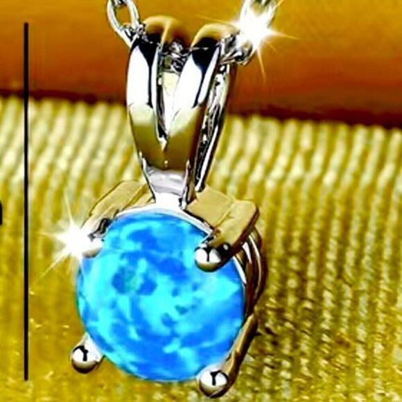 AYM #2Lovely Round Blue Opal & Sterling 925 Silver - Picture 3 of 6